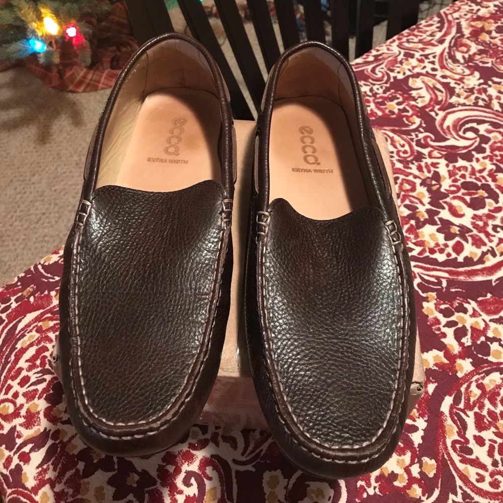 ECCO Brown Leather Driving Moccasin Slip-on Loafers